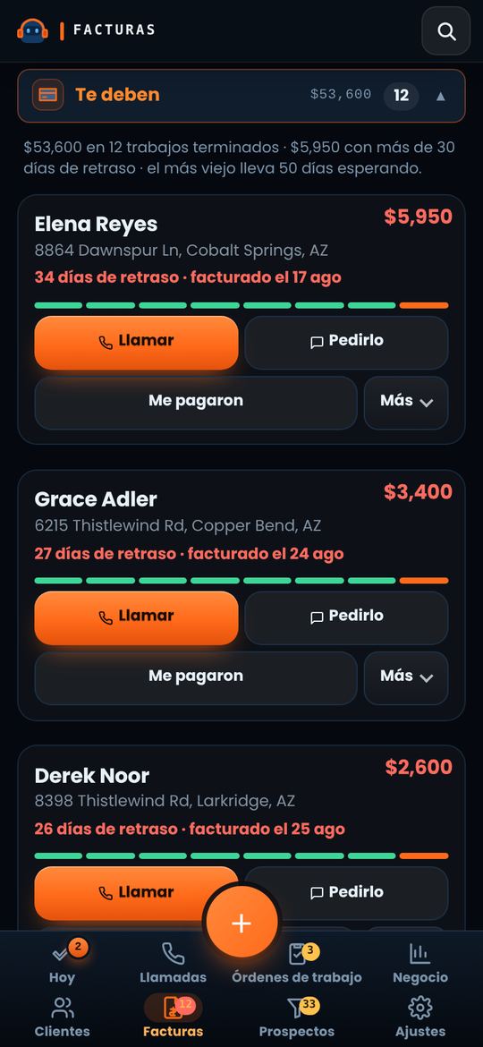 La pantalla Facturas