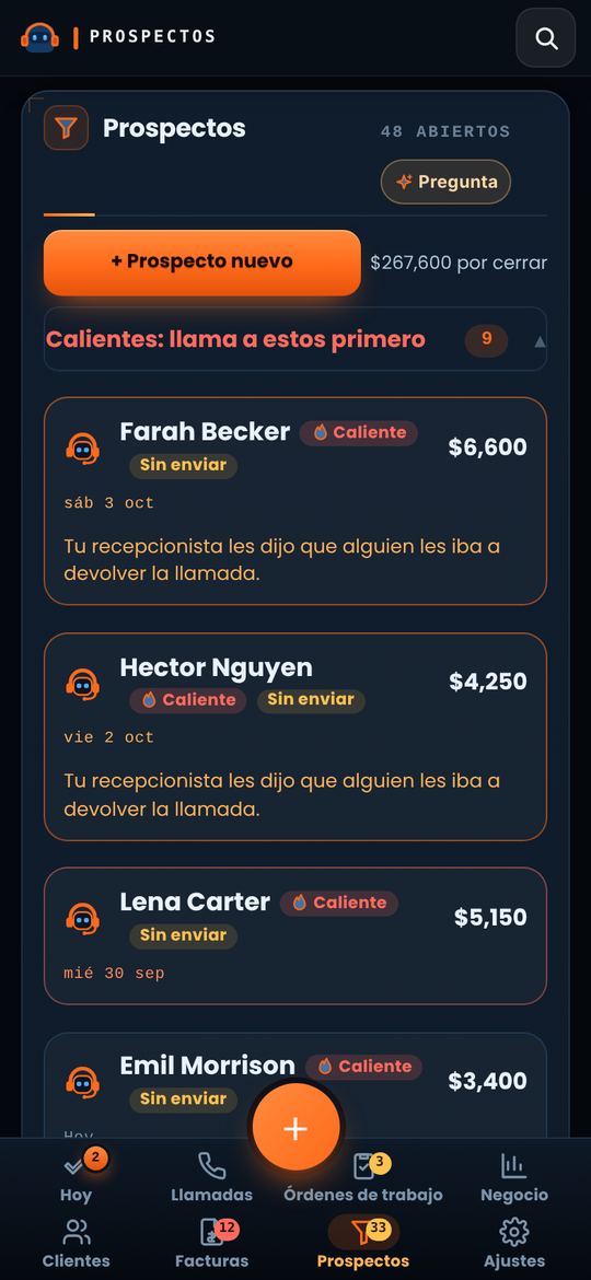 La pantalla Prospectos